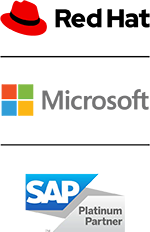Red hat, microsoft and SAP logos